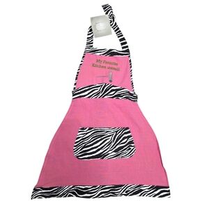 Wine Lover Pink Zebra Print Apron by Contempo